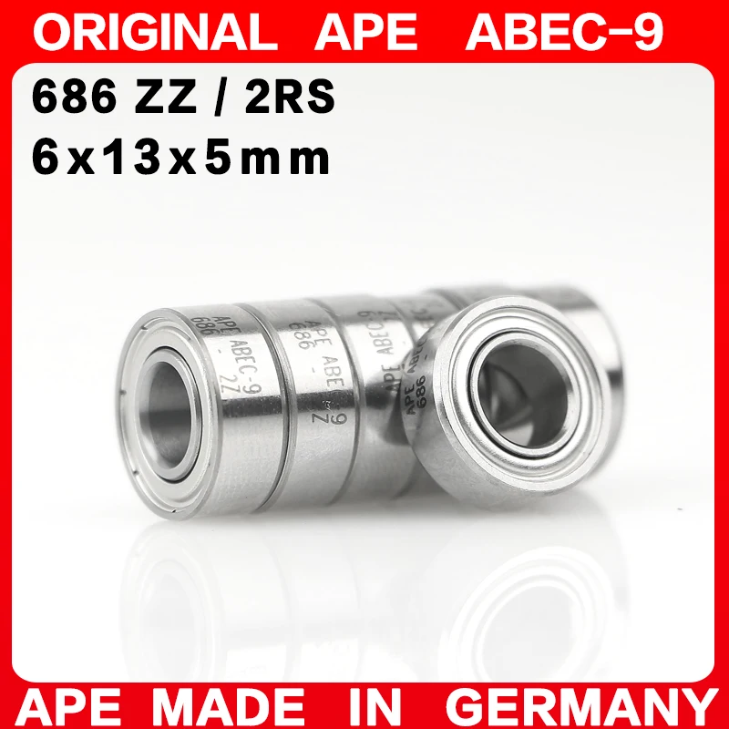 10-100PCS Germany ABEC-9 Bearing 686 ZZ 2RS 6x13x5 mm 686-2RS 686RS 686ZZ Z  RS LB LU - 2Z Miniature Precision Ball Bearings
