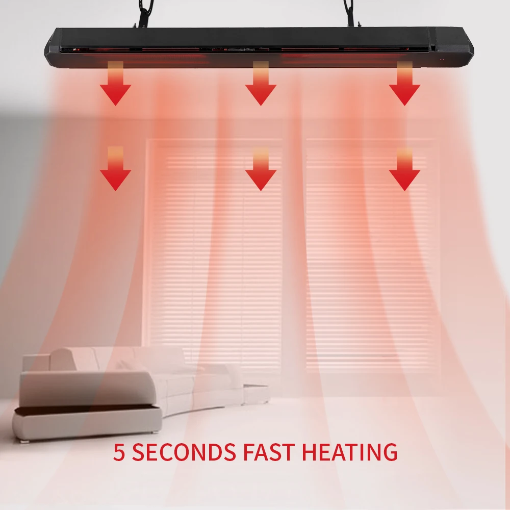 Hot Sale New Style 3200W Terrace Electric Heater Wall Mounted Waterproof Glass Panel Heater with WIFI APP