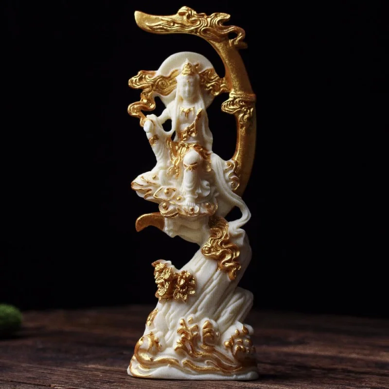 

Ivory Nut Carved Jindu Sea Moon Guanyin Bodhisattva/Buddha Statue19*6.6*3cmHome Desktop Decoration Wholesale