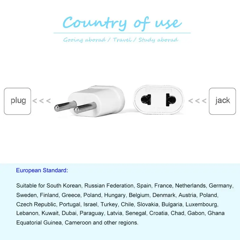 European EU AU US To EU Euro AU New Zealand Travel Adapter EU KR Spain Plug Adapter CN Electric Plug Charger Sockets Outlet