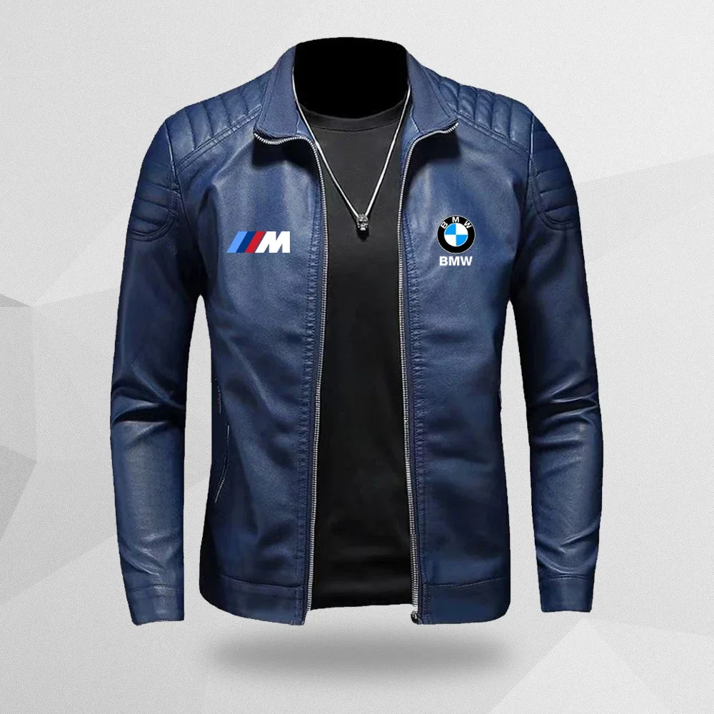 2024 autumn and winter BMW fashion business zipper single piece leather jacket, high-quality fashion trend brand leather jacket