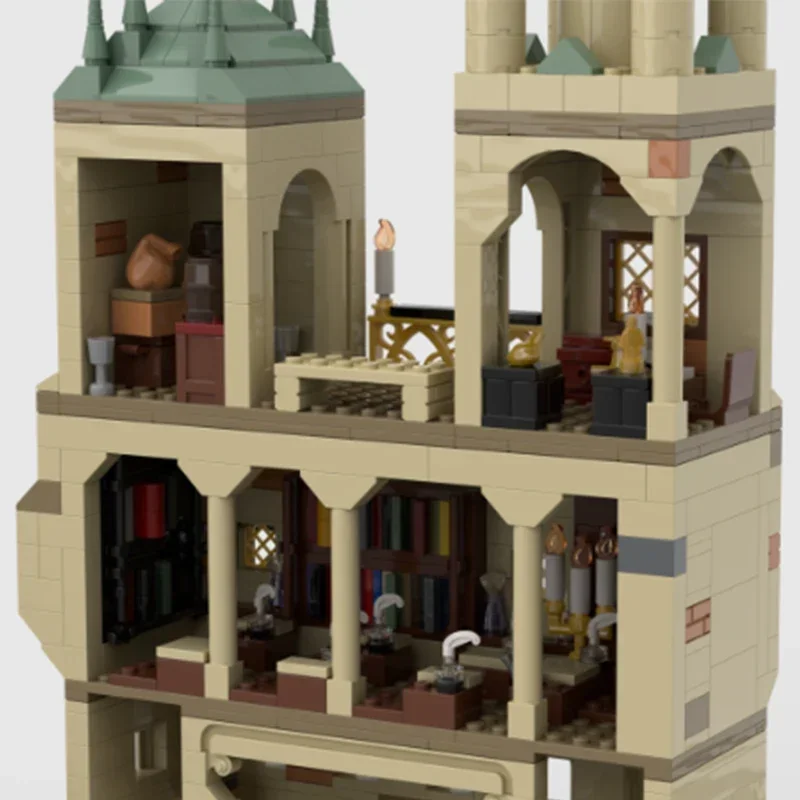 Popular filmes mágicos modelo moc tijolos de construção castelo sala de aula tecnologia blocos modulares presente brinquedo natal diy conjuntos montagem