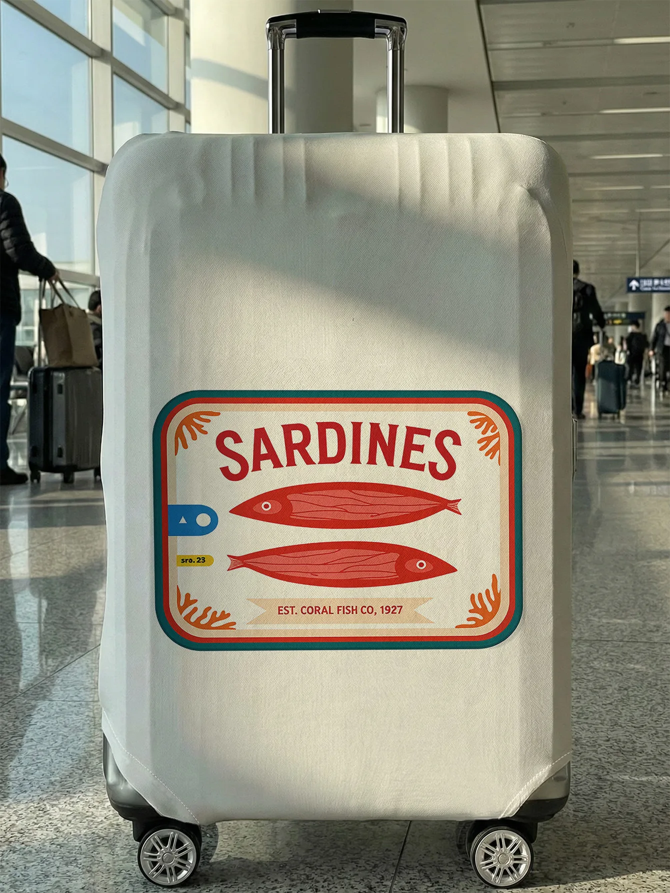 

Vintage Sardine Can Print Luggage Cover, Suitable for 18-32 Inch Luggage Cover, Luggage Handle Glove, Travel Accessories