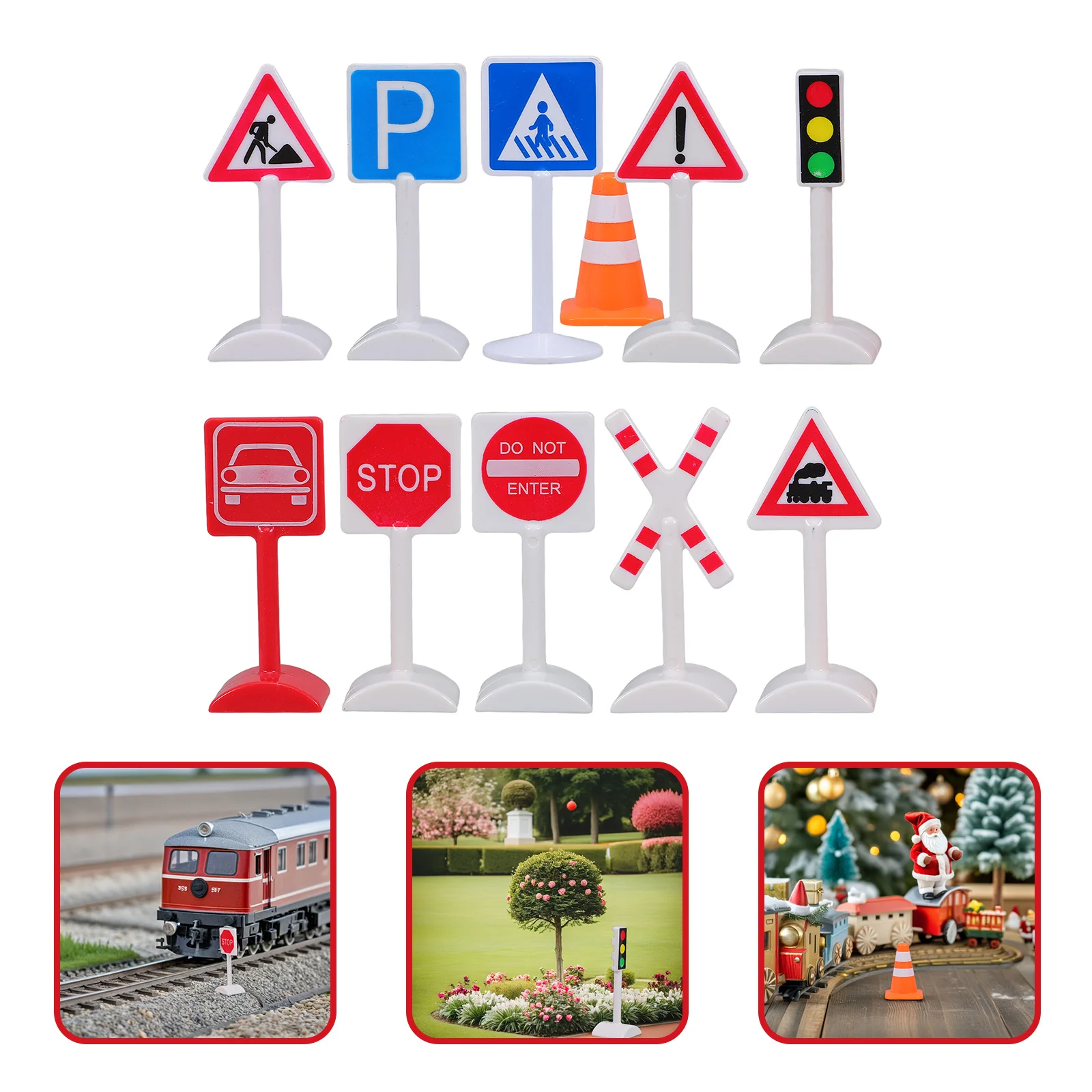 

1 Set Mini Signs Realistic Kids Traffic Signal Light For City Planning Play Durable Roadblock Set, Street Signs, Stop Sign,