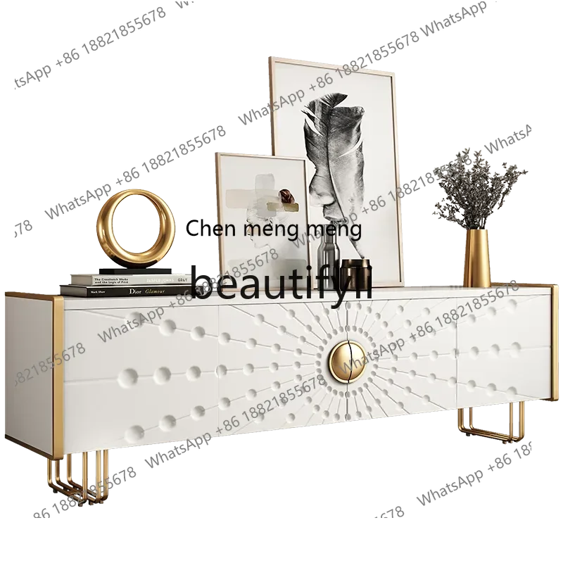 

GItalian light luxury TV cabinet coffee table combination modern villa living room storage side cabinet