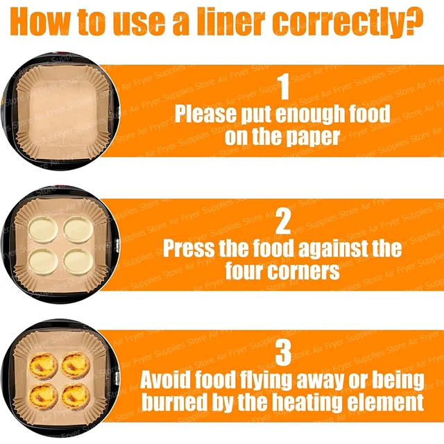 Air Fryer Square Baking Paper 20cm Air Fryer Parchment Paper Sheets for 5-8QT Basket Oven Steamer Microwave Airfryer Accessories 5