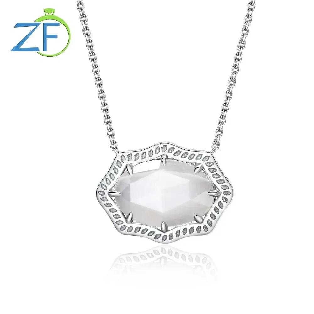 

GZ ZONGFA Simple 18x12mm 6.0ct Moonstone Pandent Necklaces 925 Sterling Silver for Women Teen Girls Fine Jewelry Party Gifts