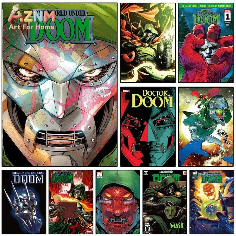Doctor Doom Comic Cover Canvas Wall Art No Frame Superhero Anime Print Poster for Living Room Bedroom Home Wall Decoration Art