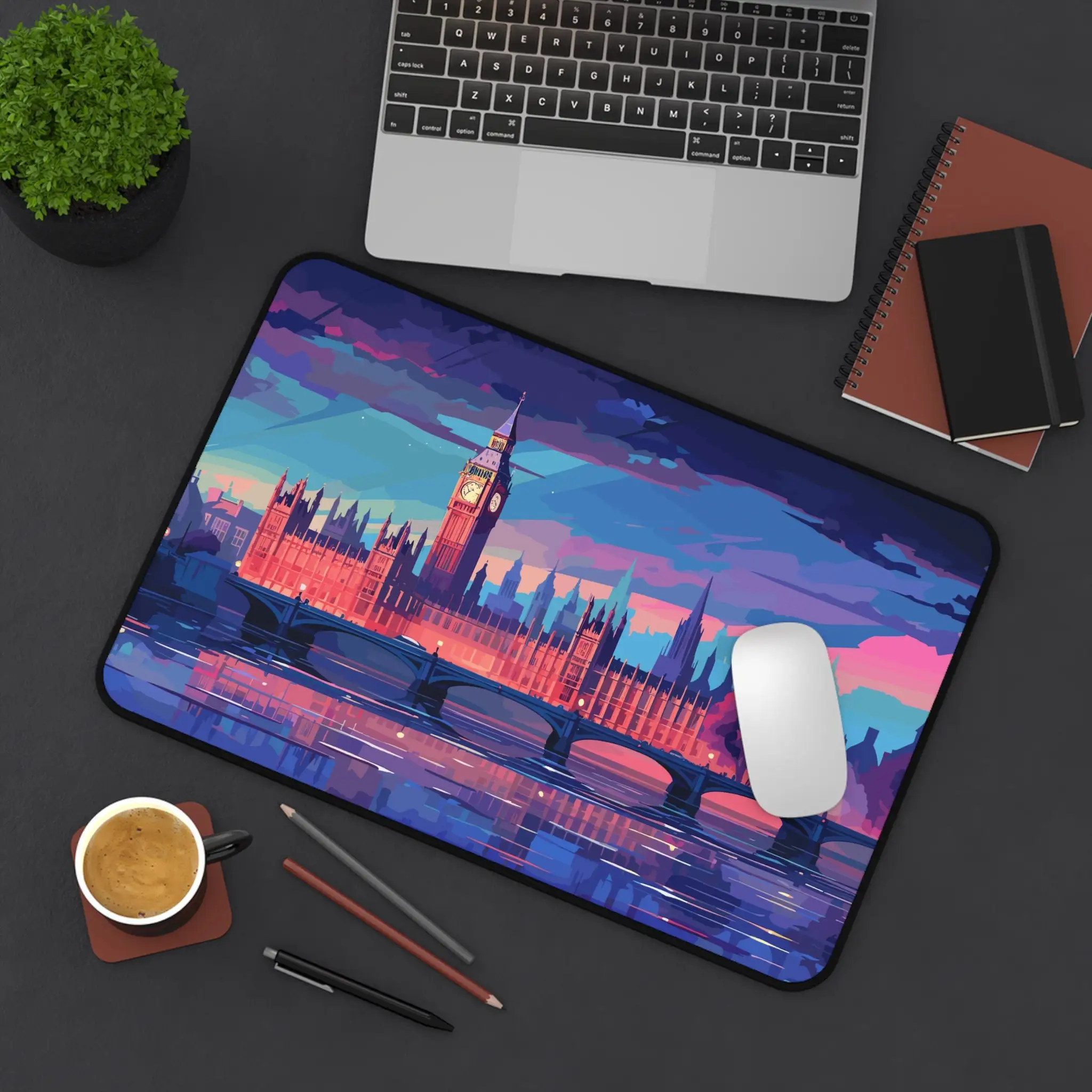 Big Ben Style Patterned Table Mat, Cute Table Decoration,XXL Non-slip Waterproof Gaming Mouse Pad, Perfect Gift for Friends