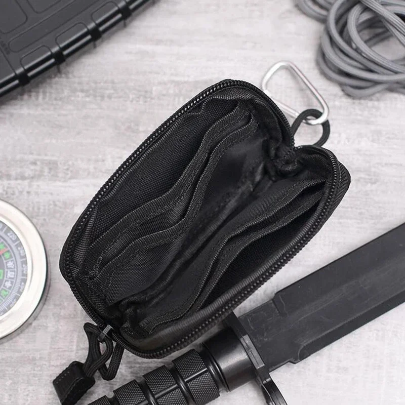 Tactical Front Pocket Purse Bag Waterproof Zipper Small Coin Purse Coin Bag Nylon Minimalist Card Bag for Men & Women