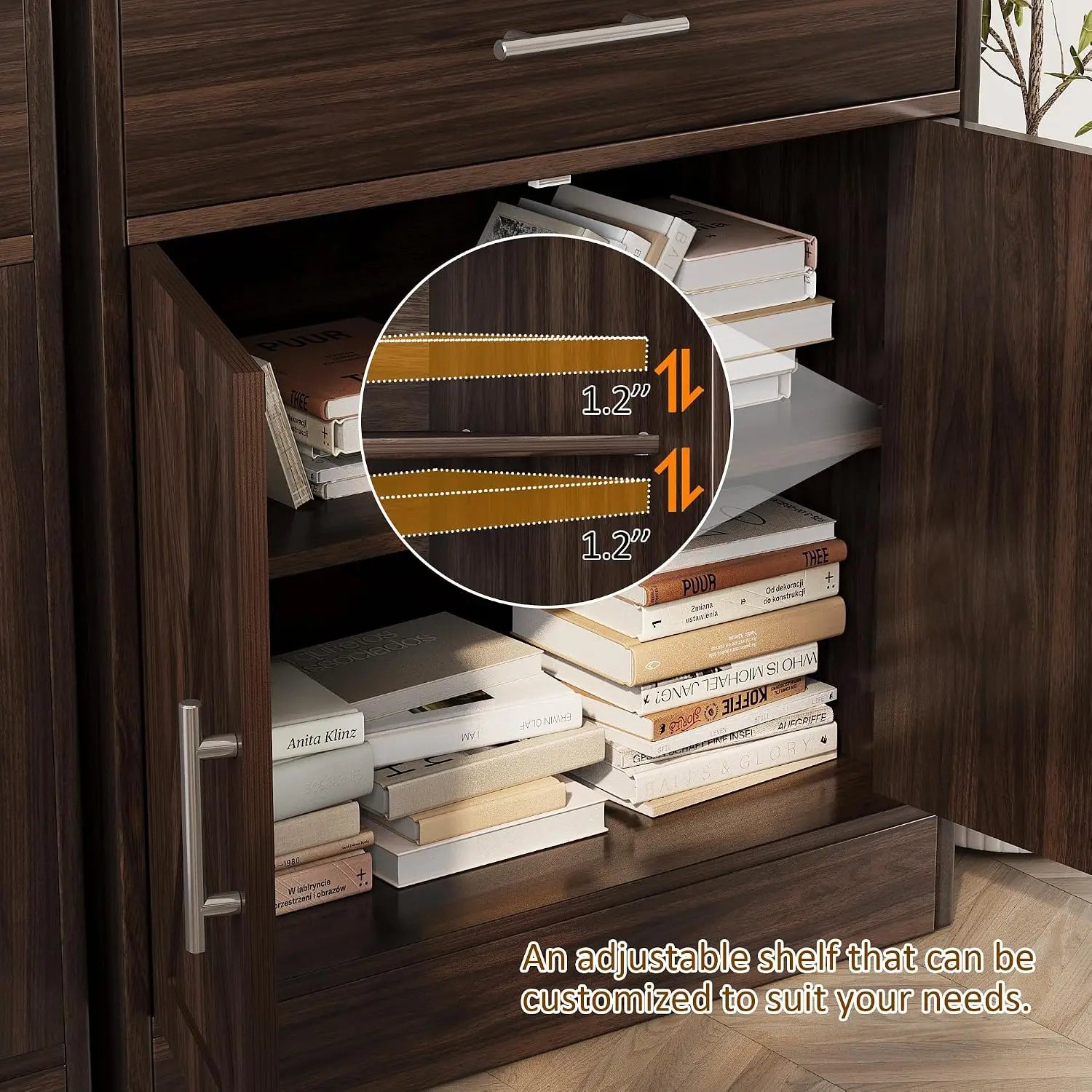 Farmhouse Coffee Bar Cabinet Adjustable Shelf 31