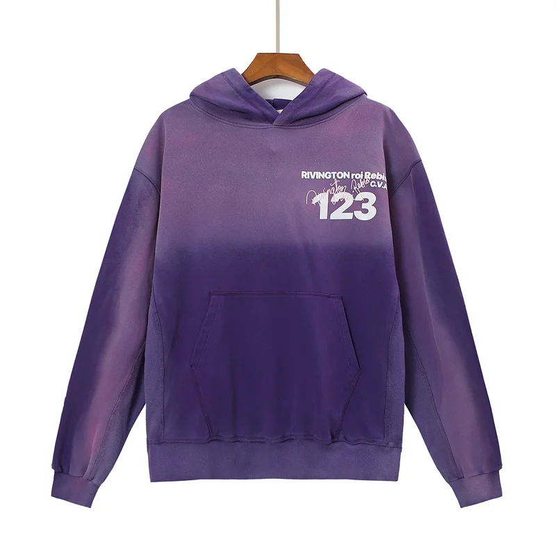 Retro Purple Brown Khaki RRR123 Hoodie High Quality Men's Women's Washed Hoodie Casual Fashion Autumn & Winter Pullover