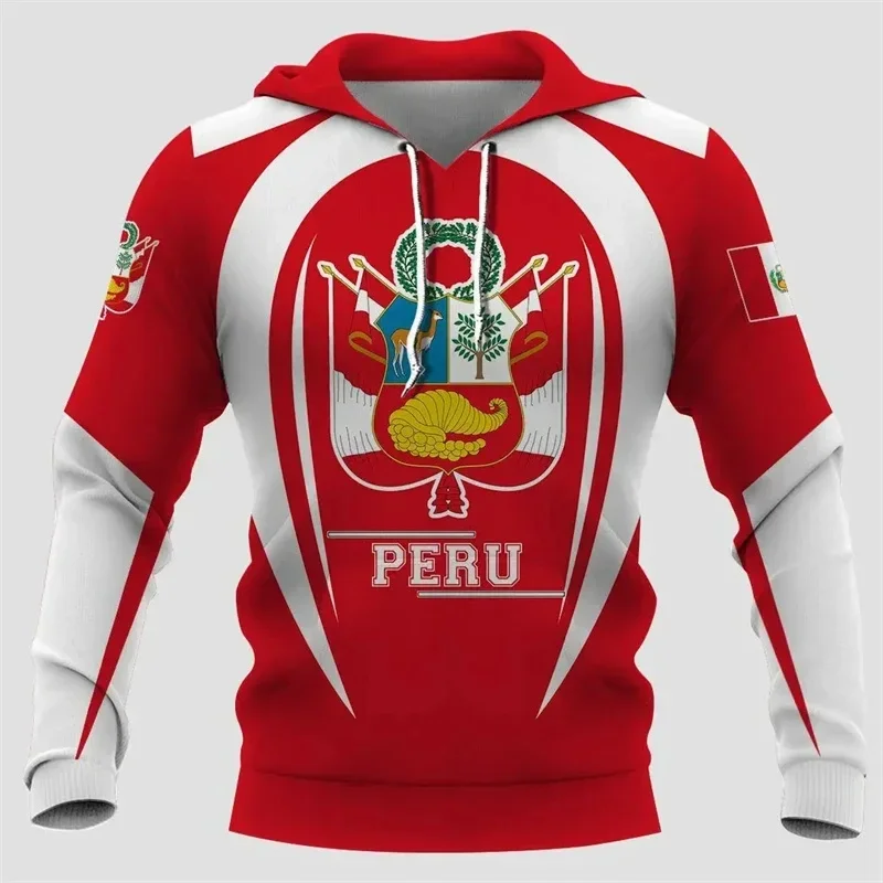 Peru National Emblem 3D Printed Hoodie For Men Clothes Fashion Sports Sweatshirts Casual Streetwear Long Sleeve Pullovers