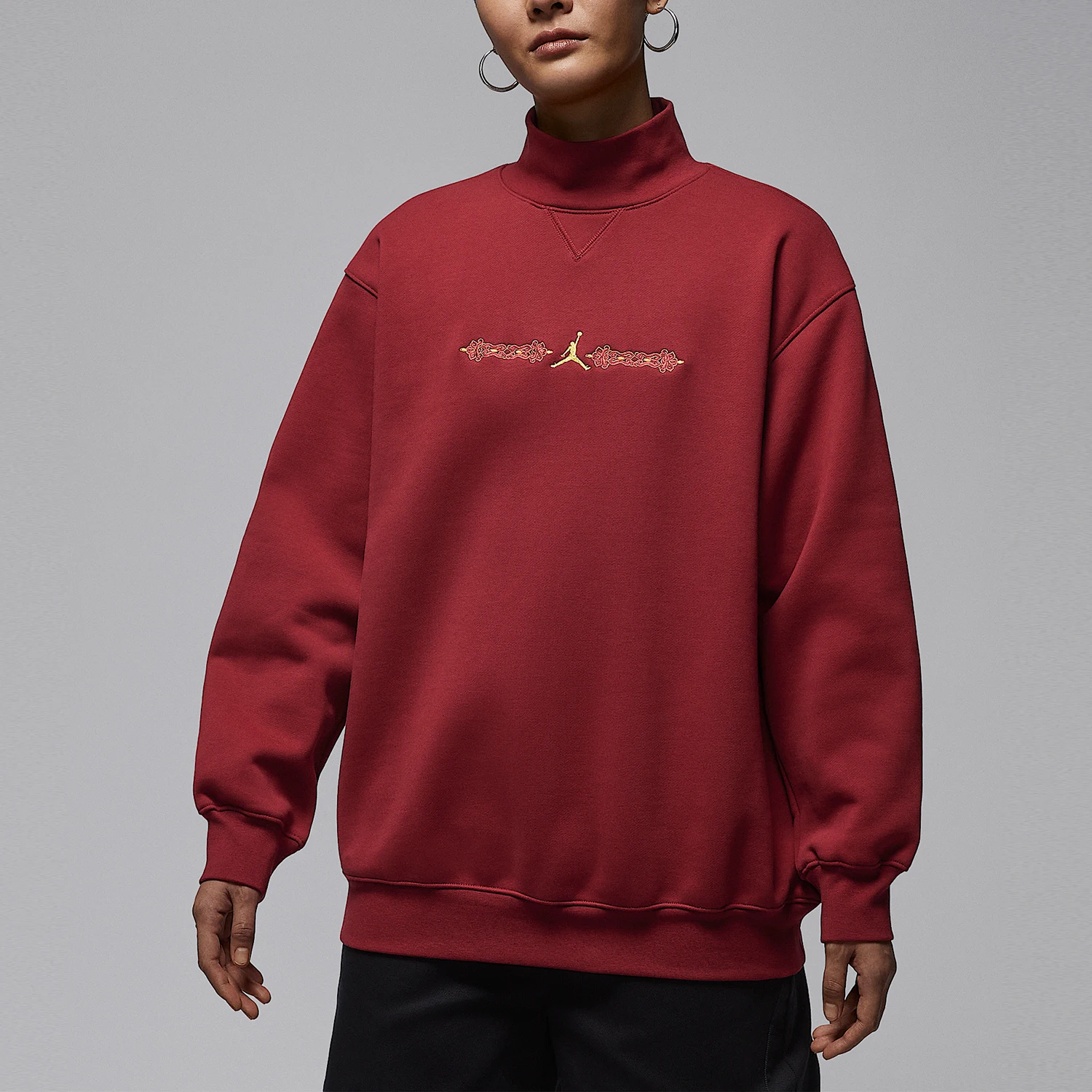 

Оригинальная женская толстовка Nike JORDAN с воротником-стойкой, прочная, с вышивкой, повседневная, IQ3965-613