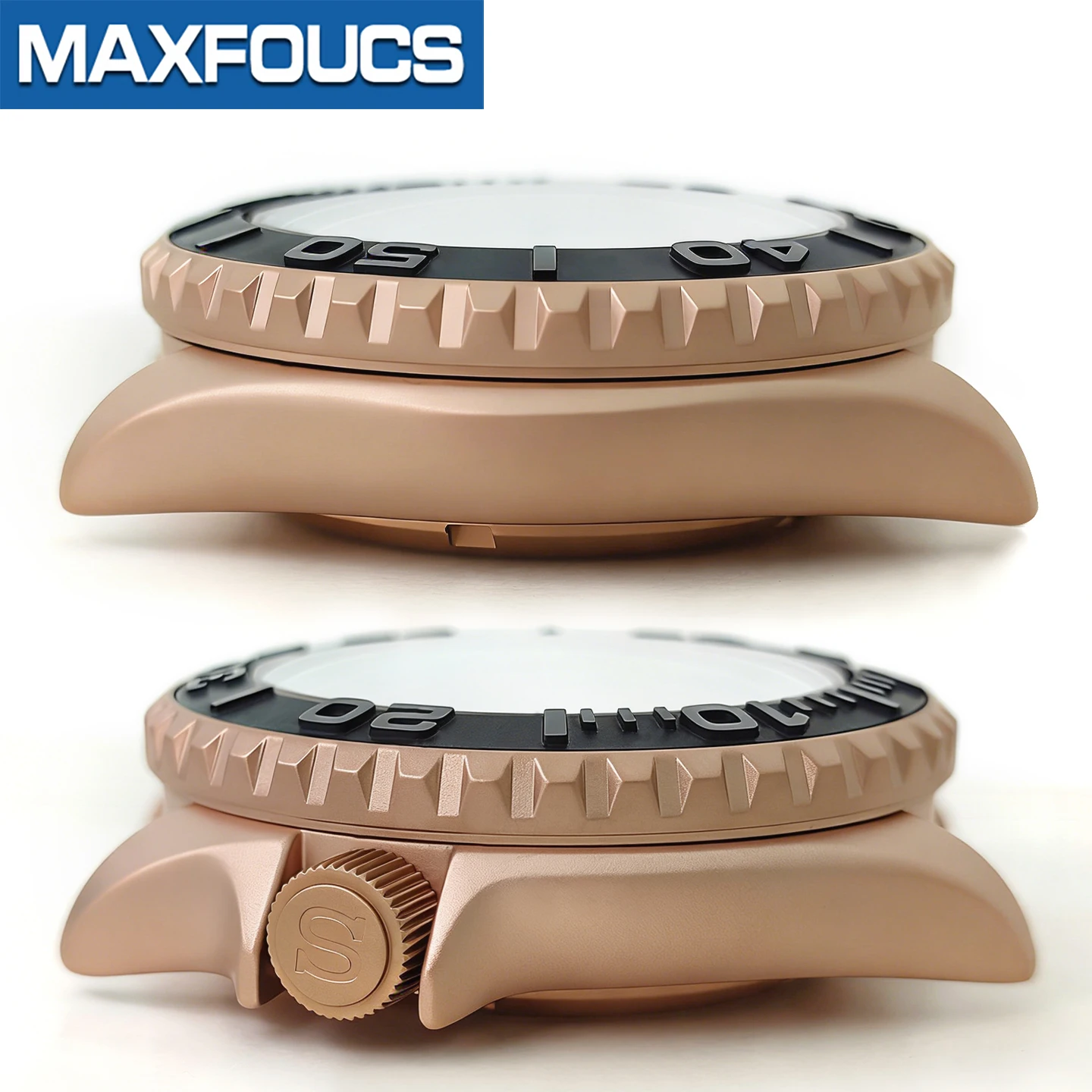 Mattes 3.8 SKX Roségold Uhrengehäuse Krone bei 4 Uhr Edelstahl-Finish MOD NH36 Saphirglas Lünette Kundenspezifische Teile – Detail 8