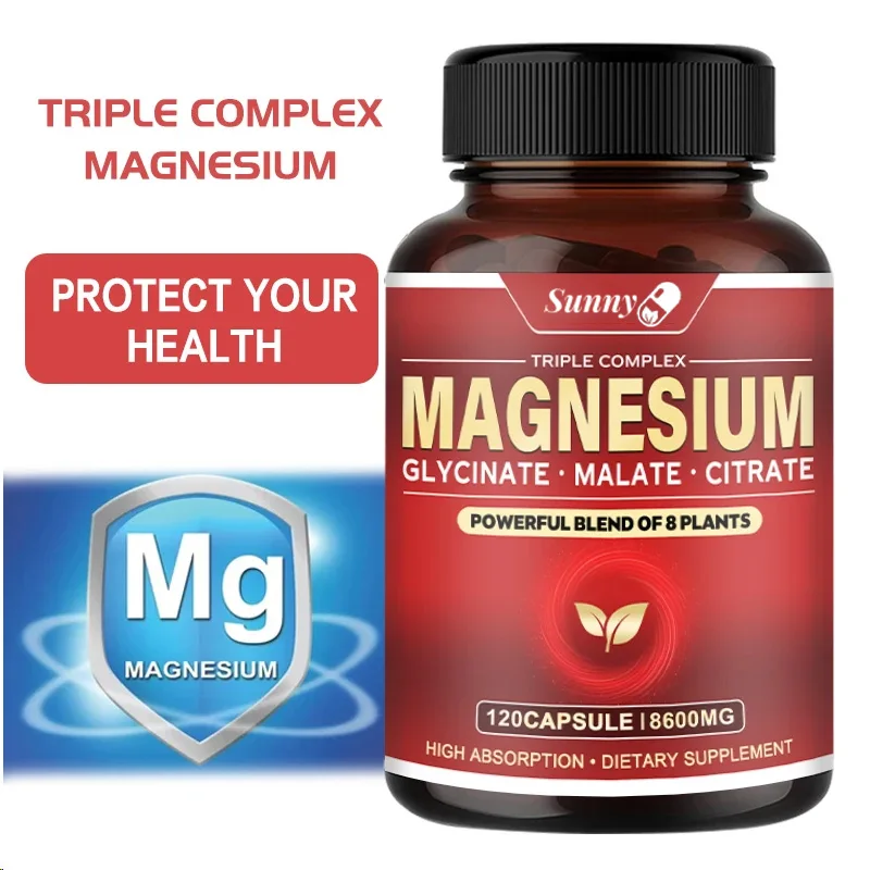 Triple High-efficiency Elemental Magnesium Complex - Glycine, Malic Acid and Magnesium Citrate, Muscle Relaxation, Immunity