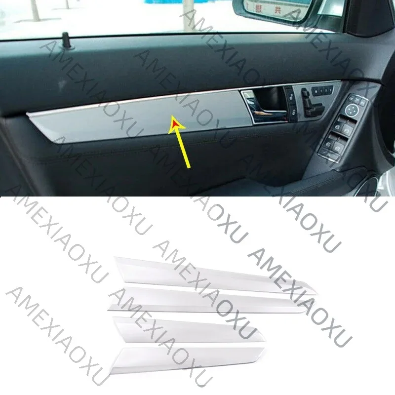 

AMEXIAOXU Car Interior Door Decoration Panel Cover Trim Silver For Mercedes Benz C Class W204 2008-2013