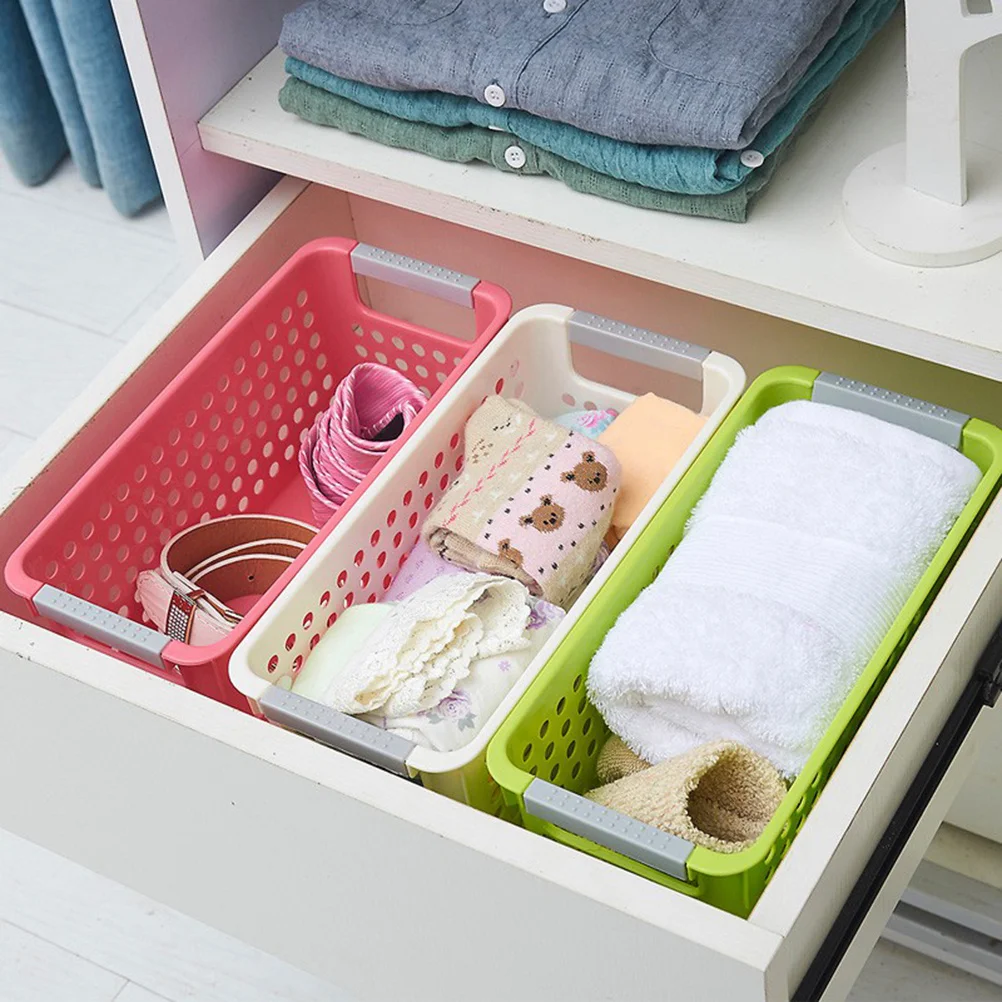 

10Pcs Plastic Storage Basket Sundries Storage Box for Desktop Organizer Home Container with Handles for Books Snacks Milk