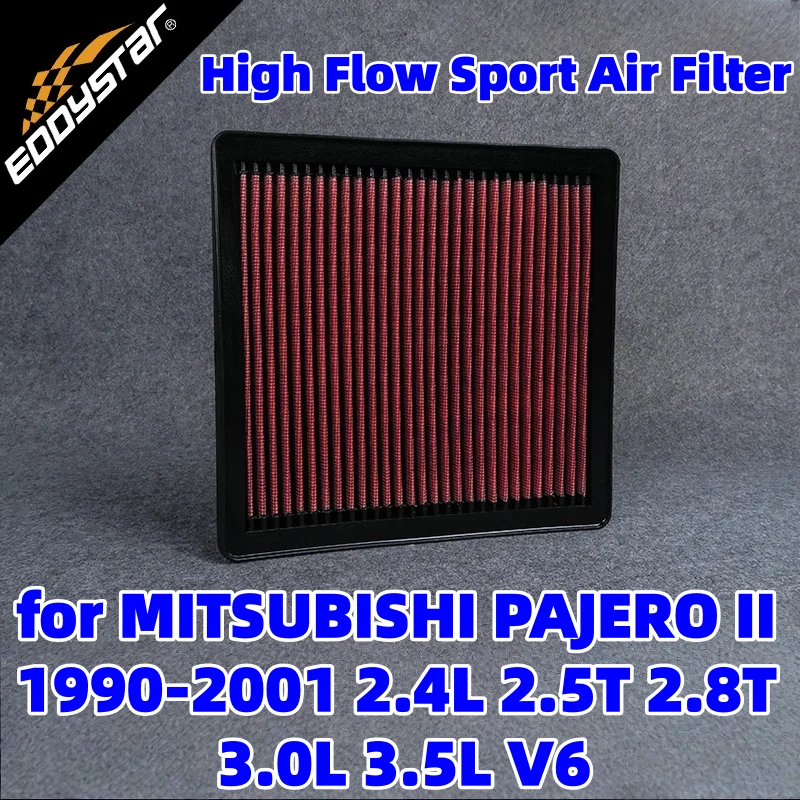 

High Flow Sport Air Filter for MITSUBISHI PAJERO II 1990-2001 2.4L 2.5T 2.8T 3.0L 3.5L V6 24V Washable Racing Intake Filters