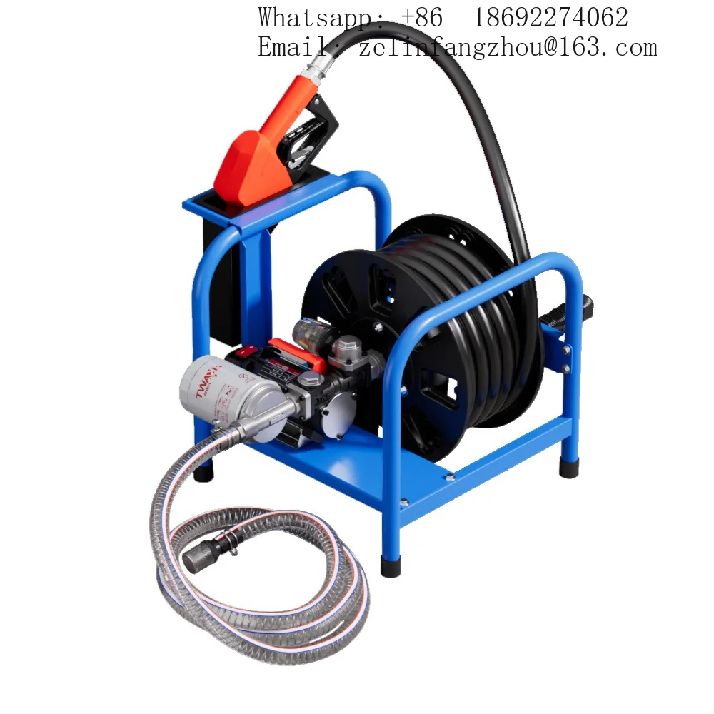 CAVITT 380W Electric Fuel Transfer Pump Hose Reel 8m Hose K39 Auto Shut Off Nozzle Portable Diesel Oil Pump Heavy Duty