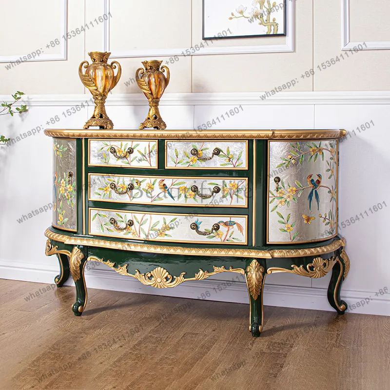 

Neoclassical solid wood drawer entrance hall porch cabinet French storage side cabinet