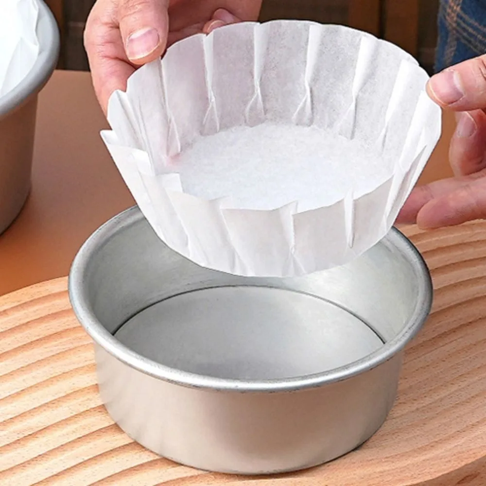 50/100pcs 4/6/8 Inch Basque Cheesecake Oil Paper Tray Non-stick Easy Demoulding Mousse Cake Wrapper with Ruffled Edges Foldless