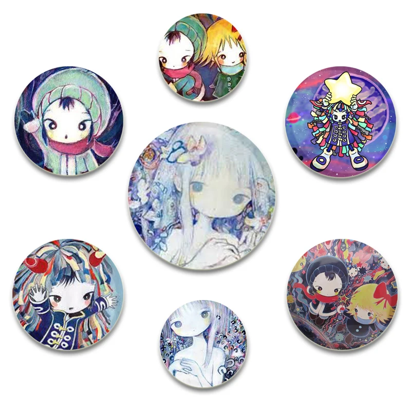 32/58mm Music Master HD Print Anime Brooches Kikuo Badge Tinplate Button Pins for Clothing Bag Backpack Decoration Souvenir Gift