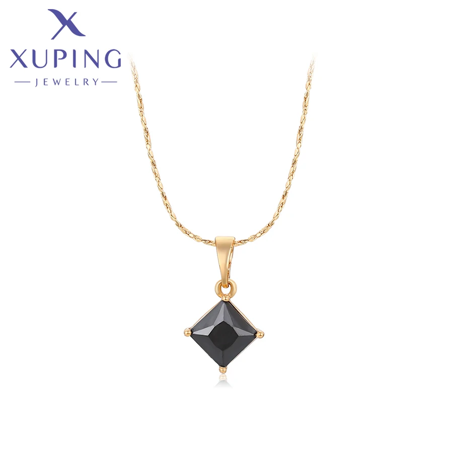 Xuping Jewelry New Arrival Square Stone Pendant Necklace of Gold Color Women Exquisite Gift X000805067