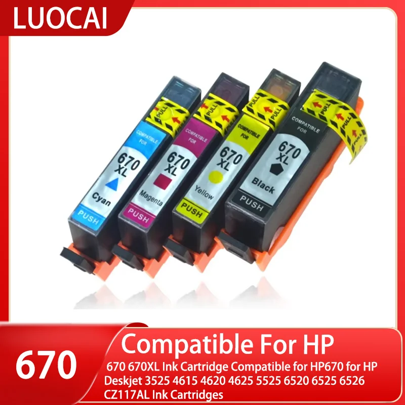 670 670XL Ink Cartridge Compatible for HP670 for HP Deskjet 3525 4615 4620 4625 5525 6520 6525 6526 CZ117AL Ink Cartridges