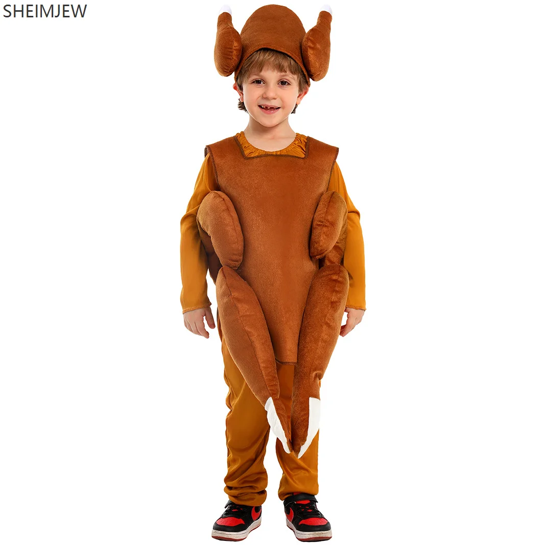 Thanksgiving Unisex Roast Turkey Cosplay Costume Turkey Cartoon Doll Mascot Suits Carnival Party Stage Performance Fancy Dress