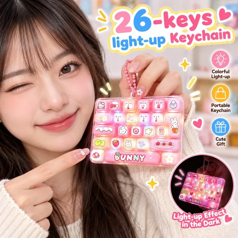 26-Key Decompression Button Transparent Dual-Tone Simulation Keyboard Mini Keyboard Pendant Cute Design With lights