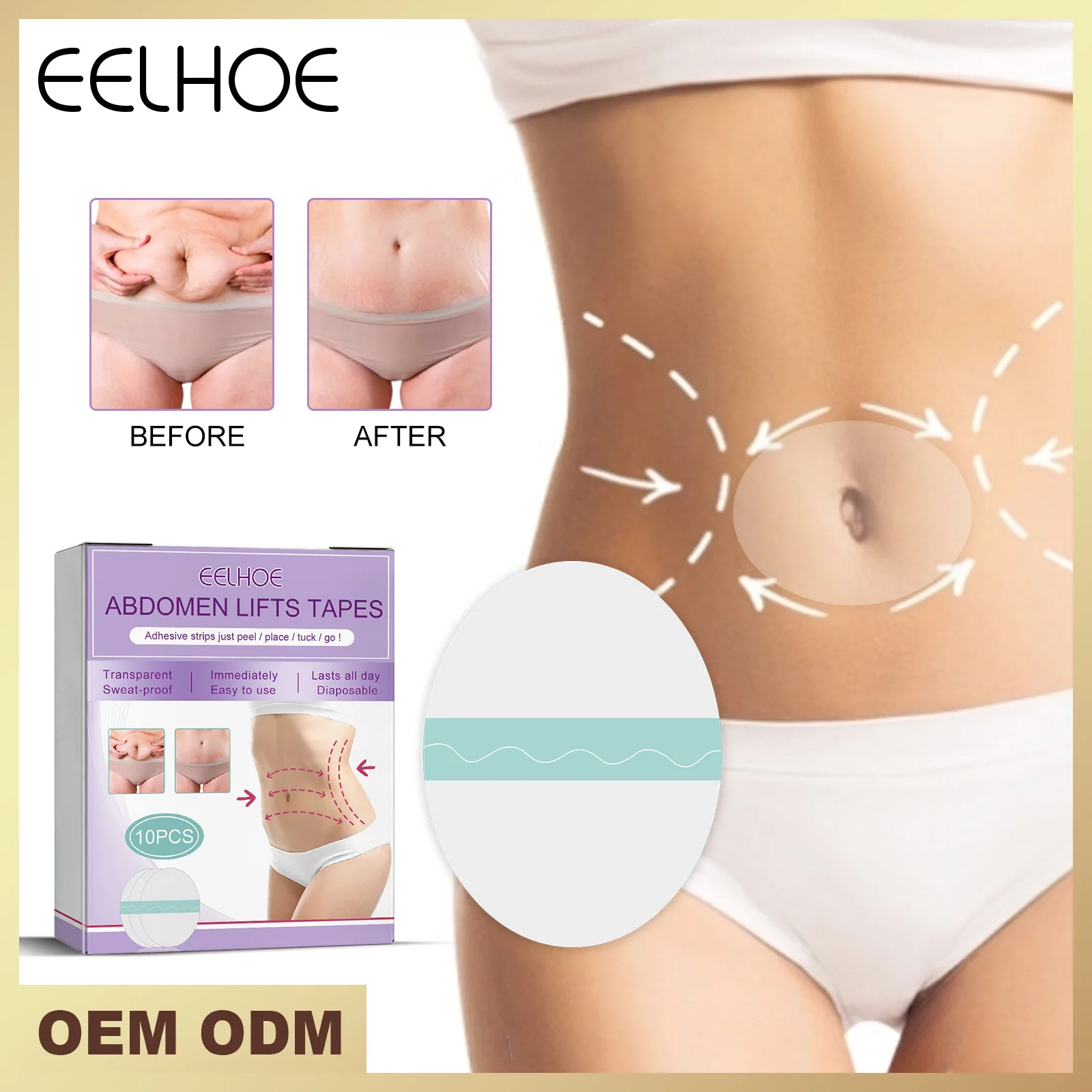 EELHOE 1 Box With 10 Stickers Belly Lift Patch Lift Loose Skin Firm Belly Shape Navel Patch Slimming Patch Free Shipping