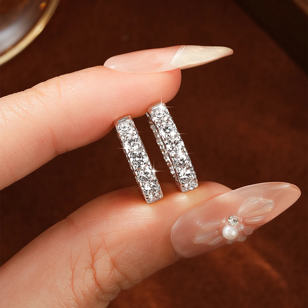 OXTAO 14K Gold Filled Moissanite Hoop Earrings for Women Round Cut Lab Diamond U-shape Earrings Jewelry 3mm D Color Certified - view 4