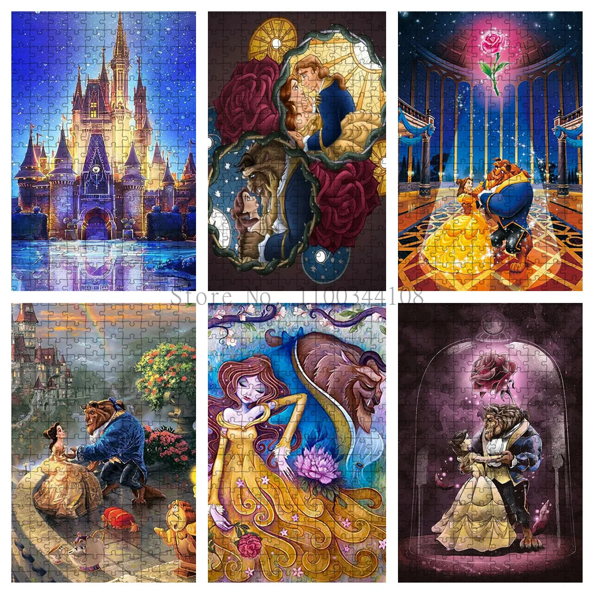 Disney Princess Prince Jigsaw Puzzles Beauty and The Beast 1000 Pieces Puzzle for Adults Kids Educational Toys Intellectual Game