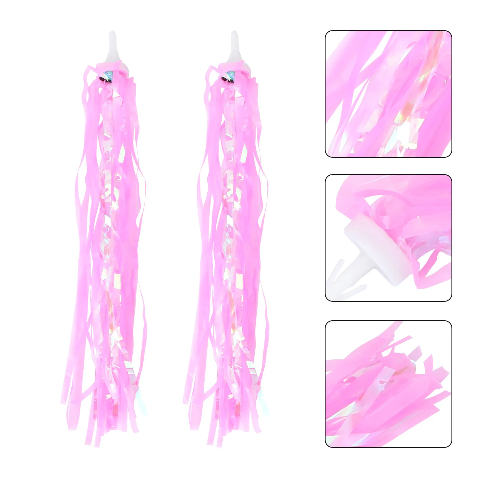 

Pair 's Bike Handlebar Streamers Pink Sparkly Ribbons Tassels Decoration for Bike Accessories Handlebar Streamers