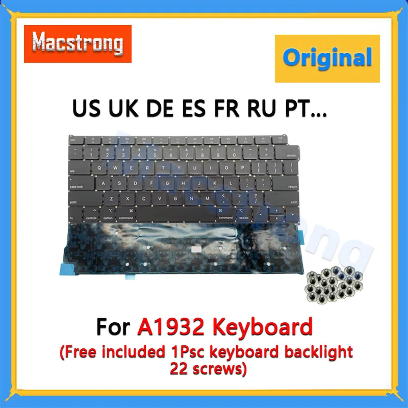 

Laptop A1932 Keyboard US UK English for Macbook Air 13.3'' German French Russian A1932 Keyboards Replacement 2018 2019 EMC 3184