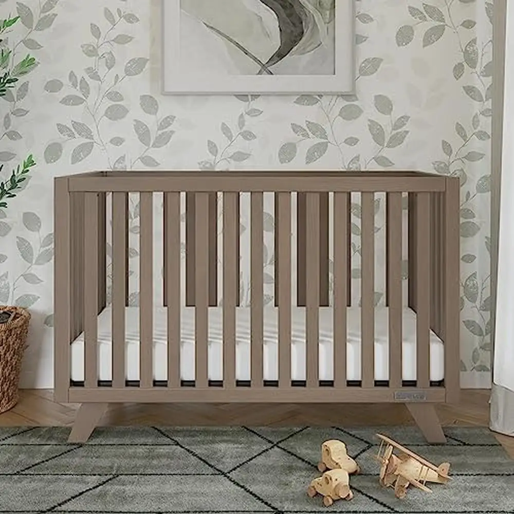 Modern 4-in-1 Crib Day Bed Toddler Full Size Bed 3 Mattress Positions Adjustable Pine Wood AT14 Durable Non-Toxic Finish