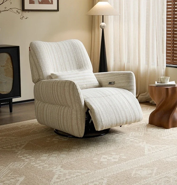 

yj7 Single Sofa Cotton Linen Multifunctional French Cream Style Rocking Small Apartment Electric Fabric Recliner