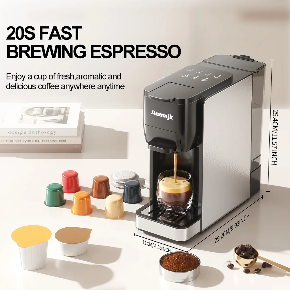 Home 3-in-1 Capsule Espresso Machine, High-Pressure Extraction, Compatible with Multiple Systems