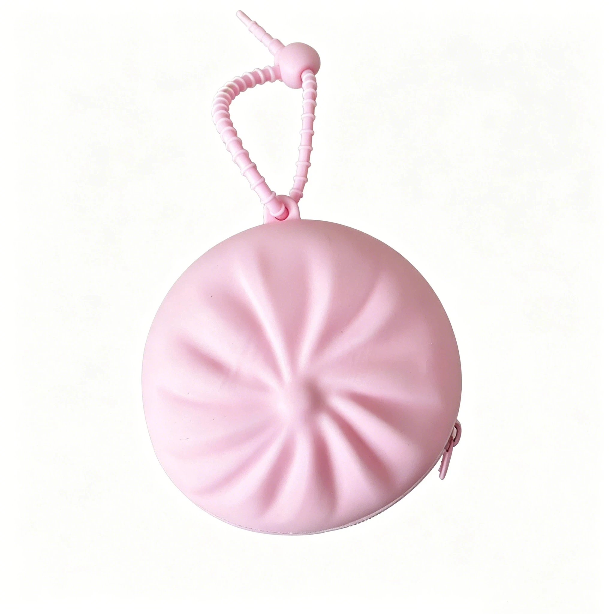 Silicone Steamed Bun Coin Purse Creative Round Plump Simulated Xiaolongbao Storage Pouch Pleated Design Lightweight