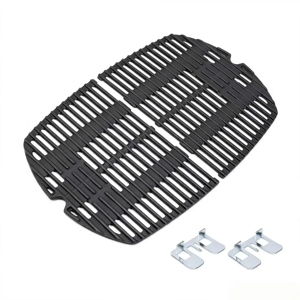 2-Pack Cast Iron Grill Grates Replacement Compatible with Weber Q200 Q220 Q2000 Q2200 Q2400 Gas Grill Series 21.5 x 15.3 Inch