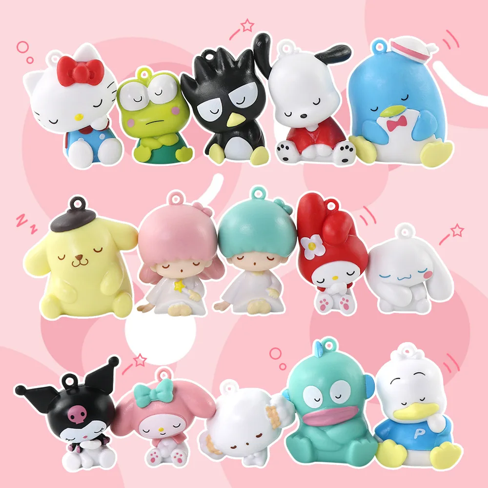 

Sanrio Cartoon 15Pcs/set Pvc Figurine Toy Kuromi Cinnamoroll Melody Anime Cute Doll Model Toys Collection Gifts Car Ornaments