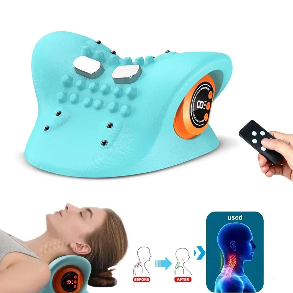 

Cervical Massager for Adult Cervical Repair Traction Portable Neck Head Acupoint Massage Pillow Remote Heat Muscle Relaxation