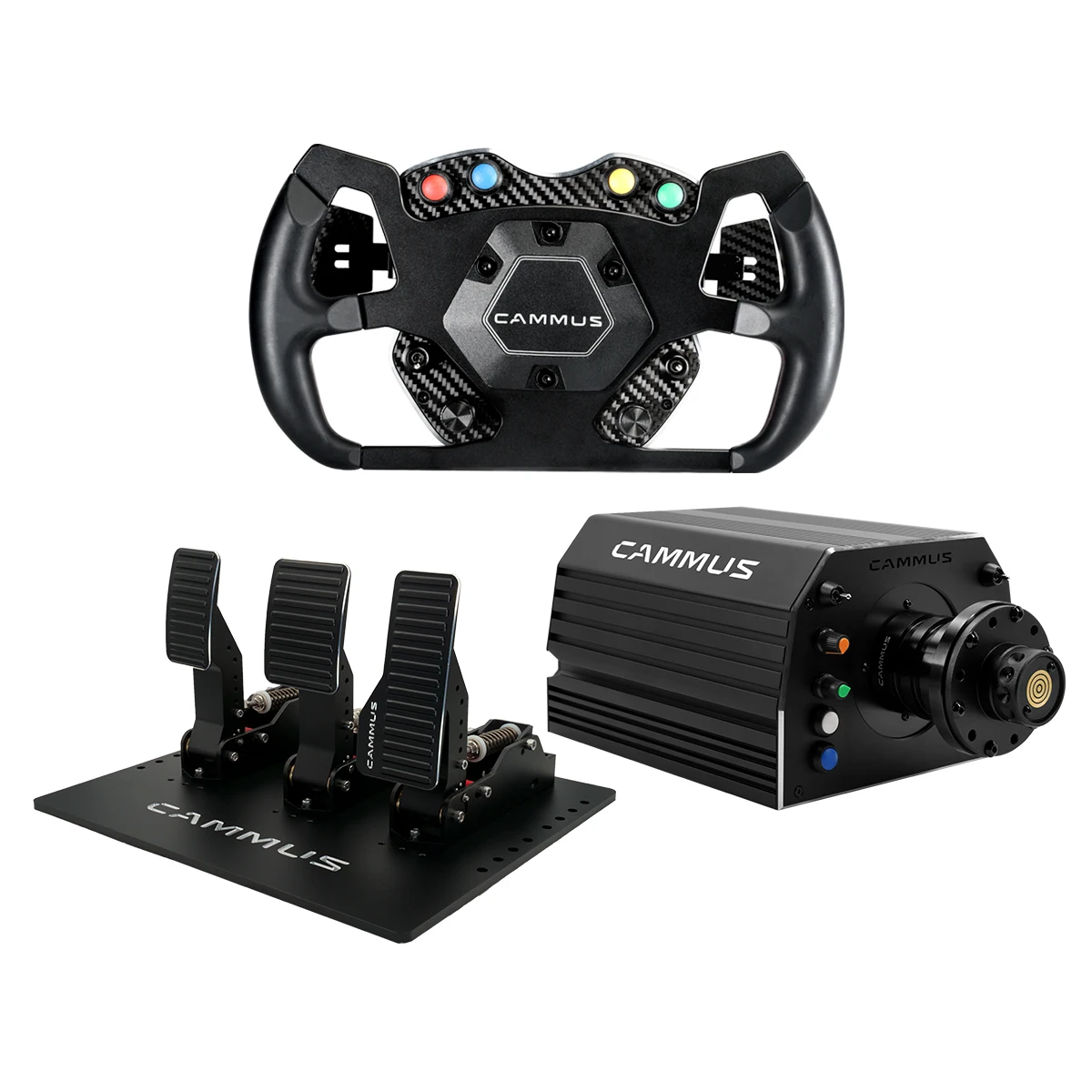 Racing Simulator wheelbase and steering wheel and the 3 pedal Three Pieces Set