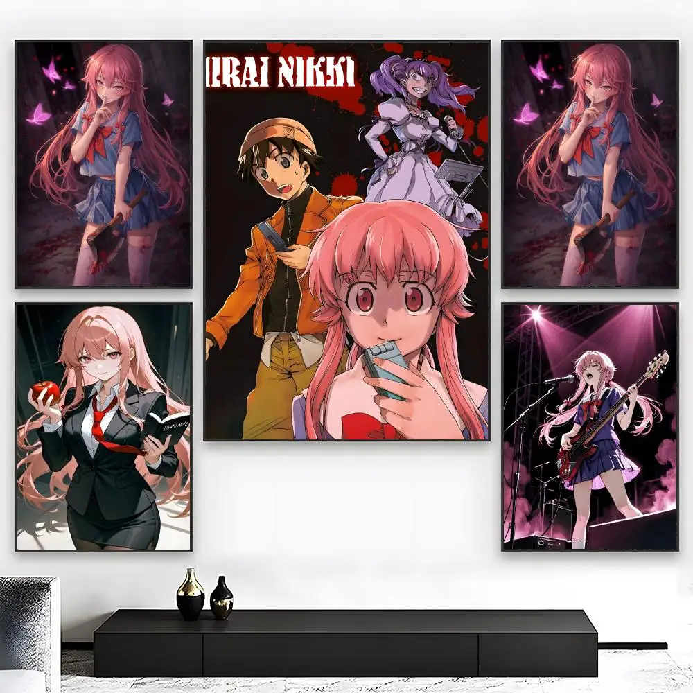 Psychological Thriller Anime M-Mirai Nikki Poster Wall art print art suitable for living room bedroom bar parlor home decor gift