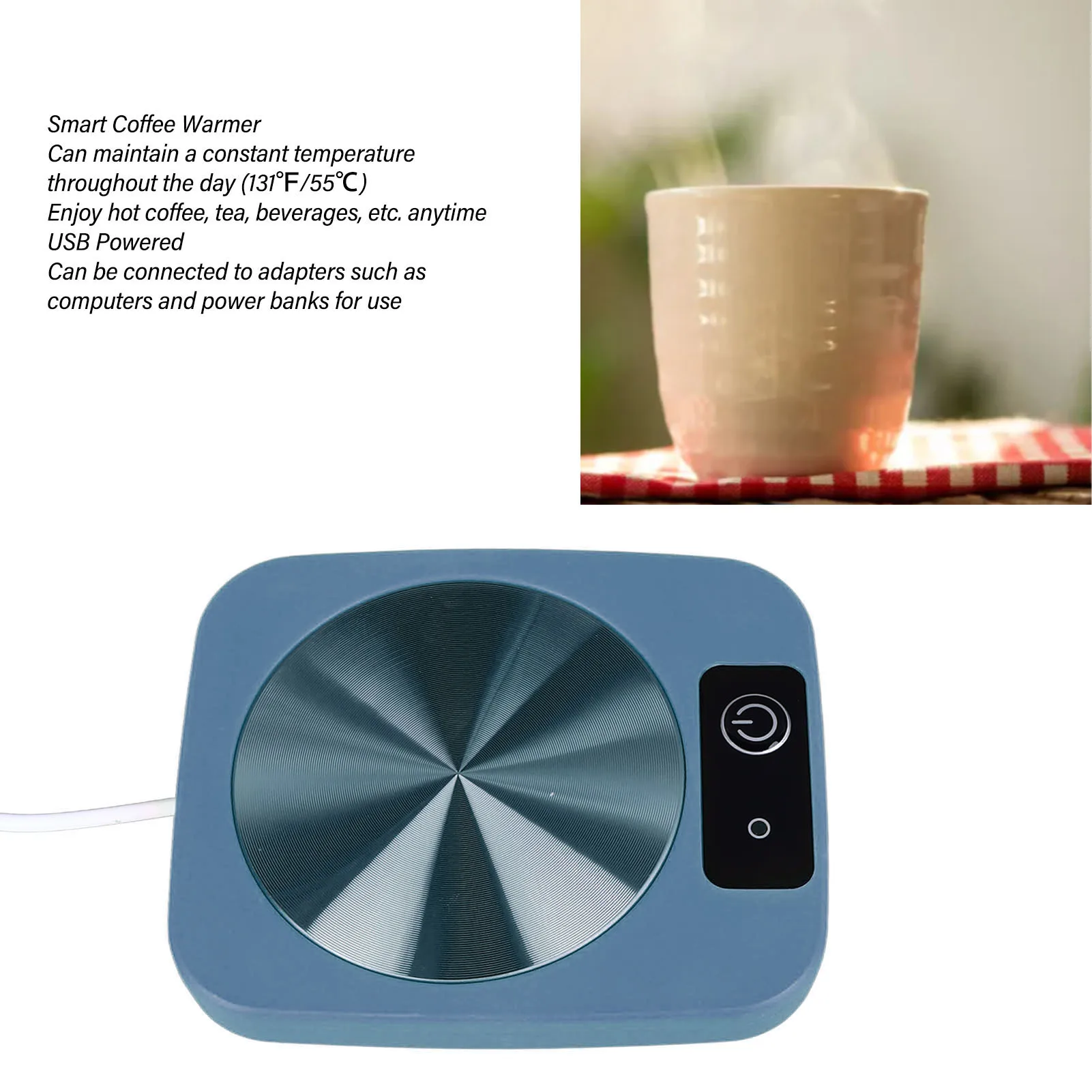 커피 워머 스마트 일정한 온도 USB 전원 휴대용 머그잔 워머 사무실 여행 홈 블루