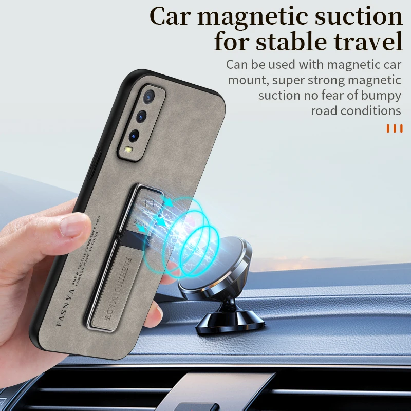 Full Protection Camera Case Leather Case For VIVO Y20 Y20i Y20S Y20T Y20G Y20A Car Magnetic Holder Stand Soft Phone Back Cover