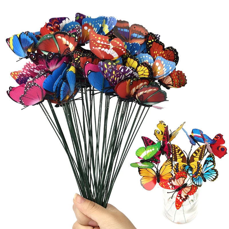 10/15pcs Butterflies Garden Yard Planter Colorful Whimsical Butterfly Stakes Decoracion Outdoor Decor Gardening Decoration