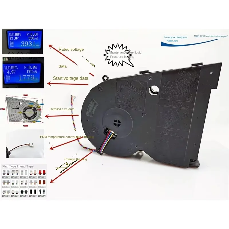 pa 14CM turbo blower hydraulic bearing 12V 0.56A 14033 PWM temperature controlled four wire cooling fan