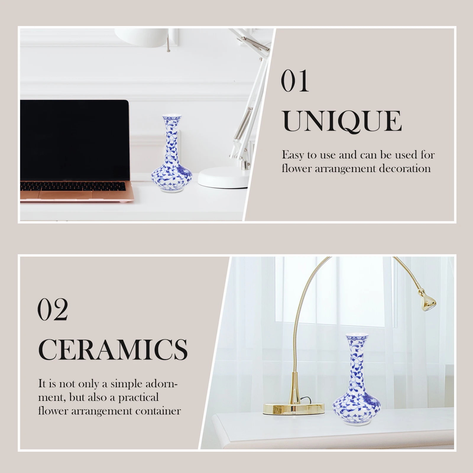 

Vase for Flowers Blue and White Porcelain Home Decoration Plants Container Chinese Style Planter Ceramic